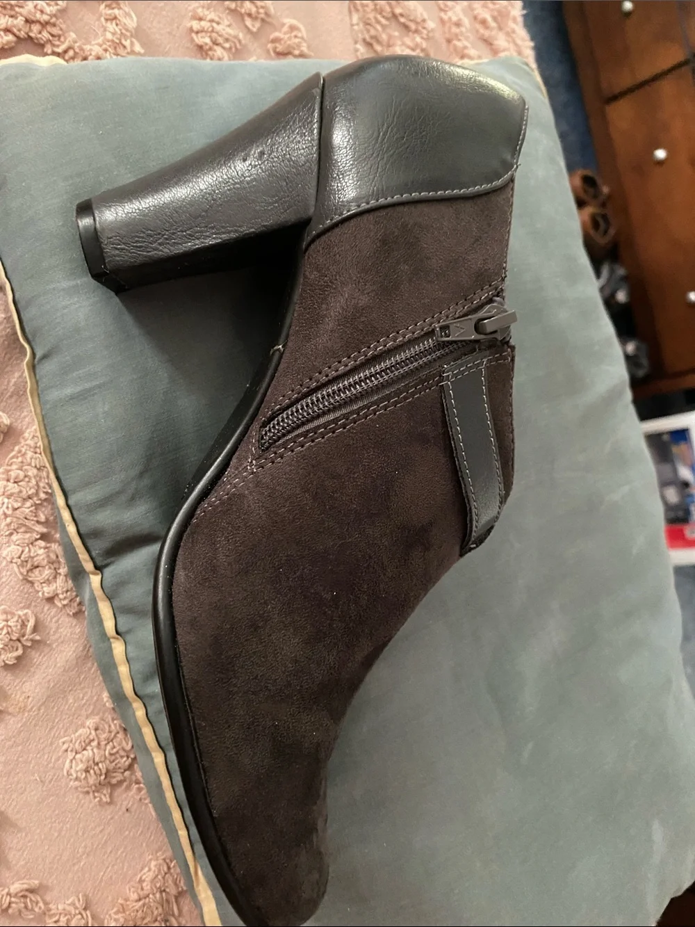 AEROSOLES Dark Brown Suede Ankle Booties